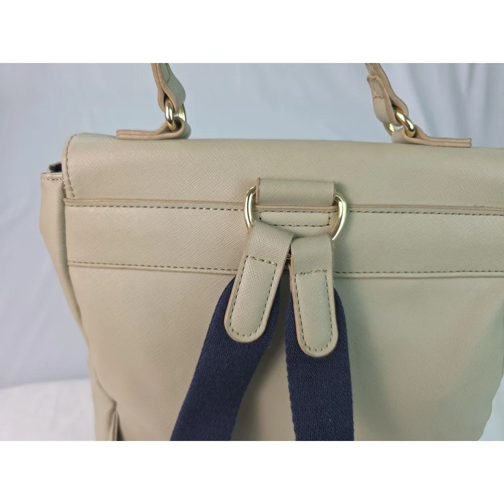 Tommy Hilfiger Cream and Navy Leather Backpack